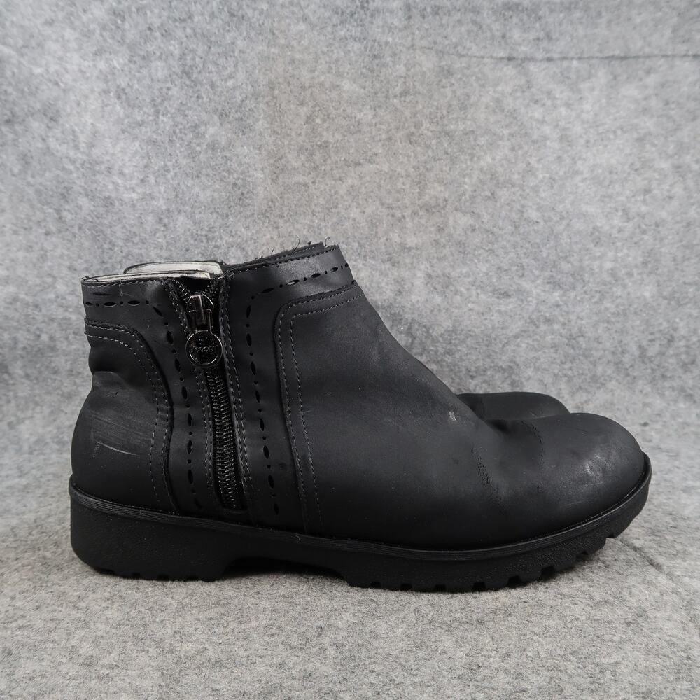 J Sport Shoes Womens 8 Ankle Boots Casual Black Zip Comfort Active Round Toe
